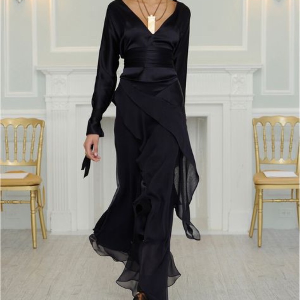 JUAN CARLOS OBANDO NAVY COLLARED FLAG DRESS, NWT